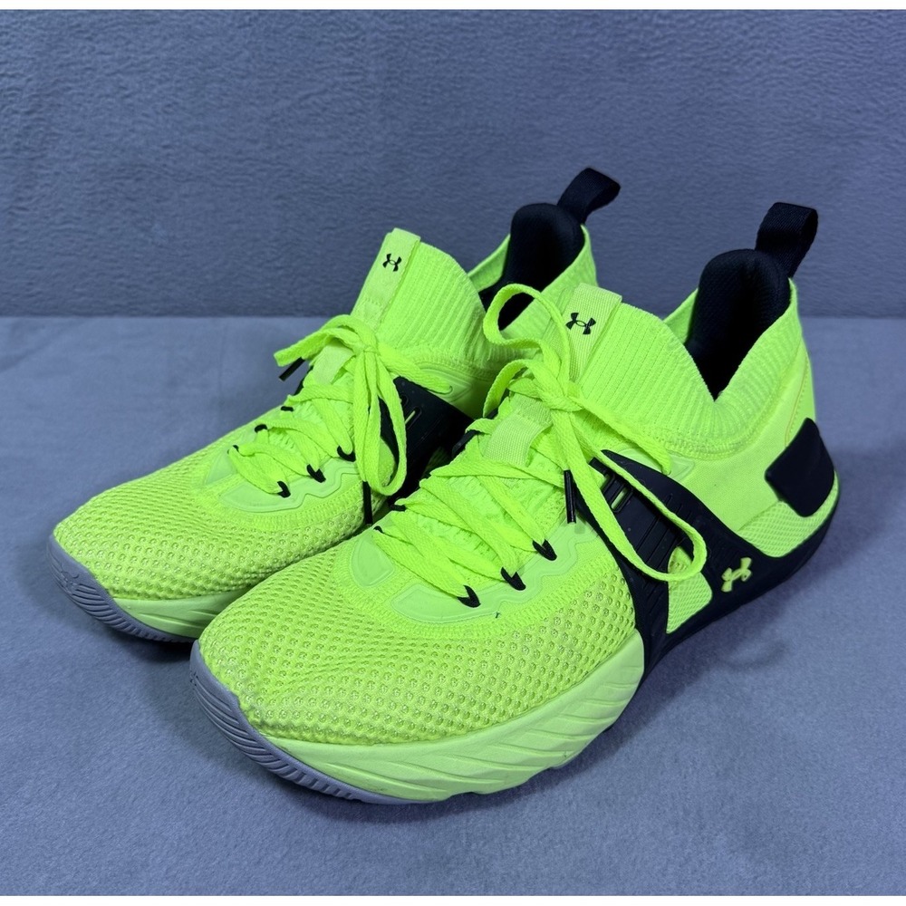 Under Armour Project Rock 4 Shoes Mens 11 Volt Green Black Training 3023695-303